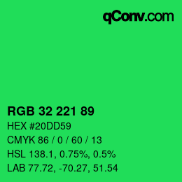 Color code: RGB 32 221 89 | qconv.com