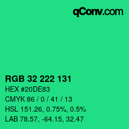 Color code: RGB 32 222 131 | qconv.com