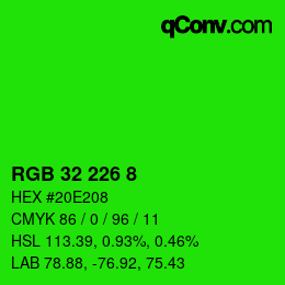 Farbcode: RGB 32 226 8 | qconv.com
