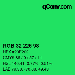 Color code: RGB 32 226 98 | qconv.com