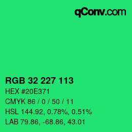 Color code: RGB 32 227 113 | qconv.com
