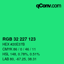 Color code: RGB 32 227 123 | qconv.com