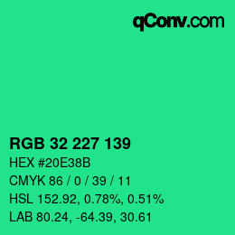 Color code: RGB 32 227 139 | qconv.com