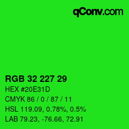 Color code: RGB 32 227 29 | qconv.com