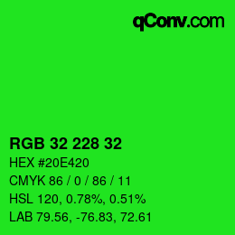 Color code: RGB 32 228 32 | qconv.com