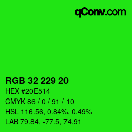 Color code: RGB 32 229 20 | qconv.com