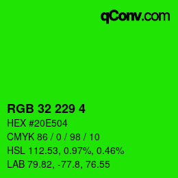 Color code: RGB 32 229 4 | qconv.com