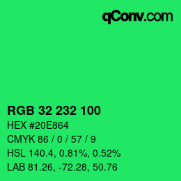 Color code: RGB 32 232 100 | qconv.com