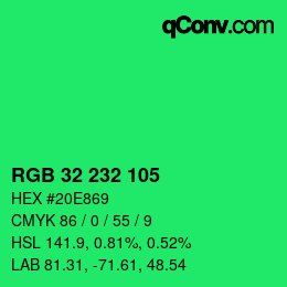 Color code: RGB 32 232 105 | qconv.com