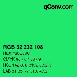 Color code: RGB 32 232 108 | qconv.com