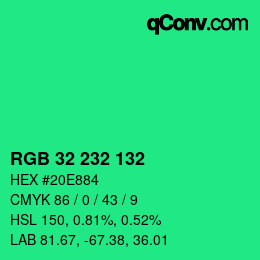 Color code: RGB 32 232 132 | qconv.com