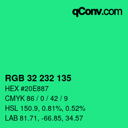 Color code: RGB 32 232 135 | qconv.com