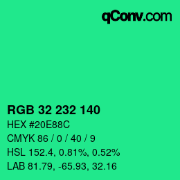 Color code: RGB 32 232 140 | qconv.com