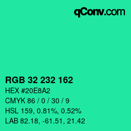 Farbcode: RGB 32 232 162 | qconv.com