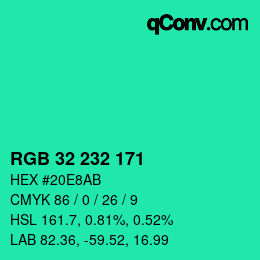 Color code: RGB 32 232 171 | qconv.com