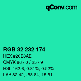 Farbcode: RGB 32 232 174 | qconv.com