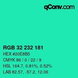 Color code: RGB 32 232 181 | qconv.com