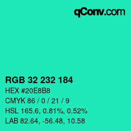 Color code: RGB 32 232 184 | qconv.com