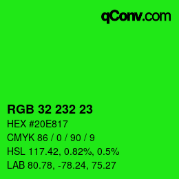 Color code: RGB 32 232 23 | qconv.com
