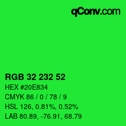 Color code: RGB 32 232 52 | qconv.com