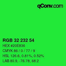Color code: RGB 32 232 54 | qconv.com