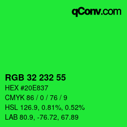 Color code: RGB 32 232 55 | qconv.com