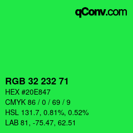 Color code: RGB 32 232 71 | qconv.com