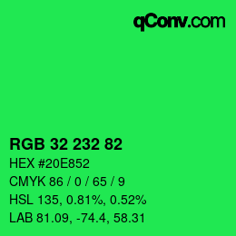 Color code: RGB 32 232 82 | qconv.com