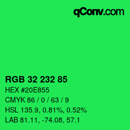 Color code: RGB 32 232 85 | qconv.com