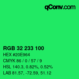 Color code: RGB 32 233 100 | qconv.com