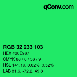 Color code: RGB 32 233 103 | qconv.com