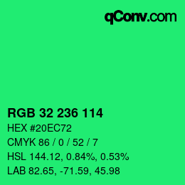 Color code: RGB 32 236 114 | qconv.com