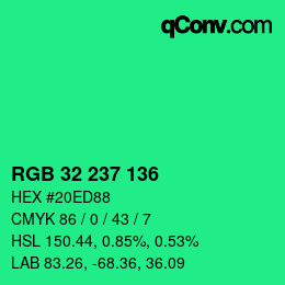Color code: RGB 32 237 136 | qconv.com