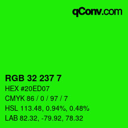 Color code: RGB 32 237 7 | qconv.com