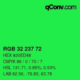 Color code: RGB 32 237 72 | qconv.com