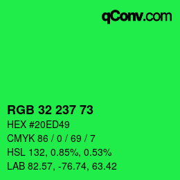 Color code: RGB 32 237 73 | qconv.com