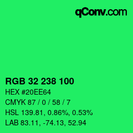 Color code: RGB 32 238 100 | qconv.com