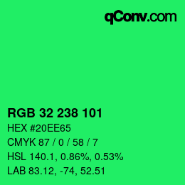 Color code: RGB 32 238 101 | qconv.com