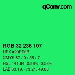 Color code: RGB 32 238 107 | qconv.com