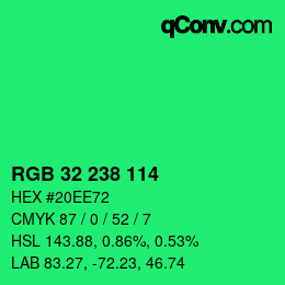 Color code: RGB 32 238 114 | qconv.com