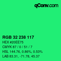 Color code: RGB 32 238 117 | qconv.com
