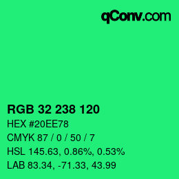 Color code: RGB 32 238 120 | qconv.com