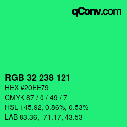 Color code: RGB 32 238 121 | qconv.com