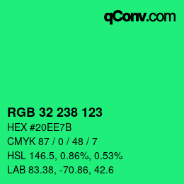 Color code: RGB 32 238 123 | qconv.com
