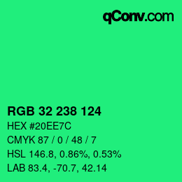 Color code: RGB 32 238 124 | qconv.com