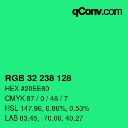 Color code: RGB 32 238 128 | qconv.com