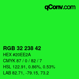 Color code: RGB 32 238 42 | qconv.com