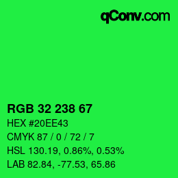 Color code: RGB 32 238 67 | qconv.com