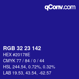 Color code: RGB 32 23 142 | qconv.com