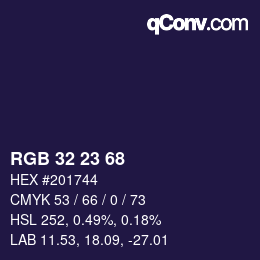 カラーコード: RGB 32 23 68 | qconv.com